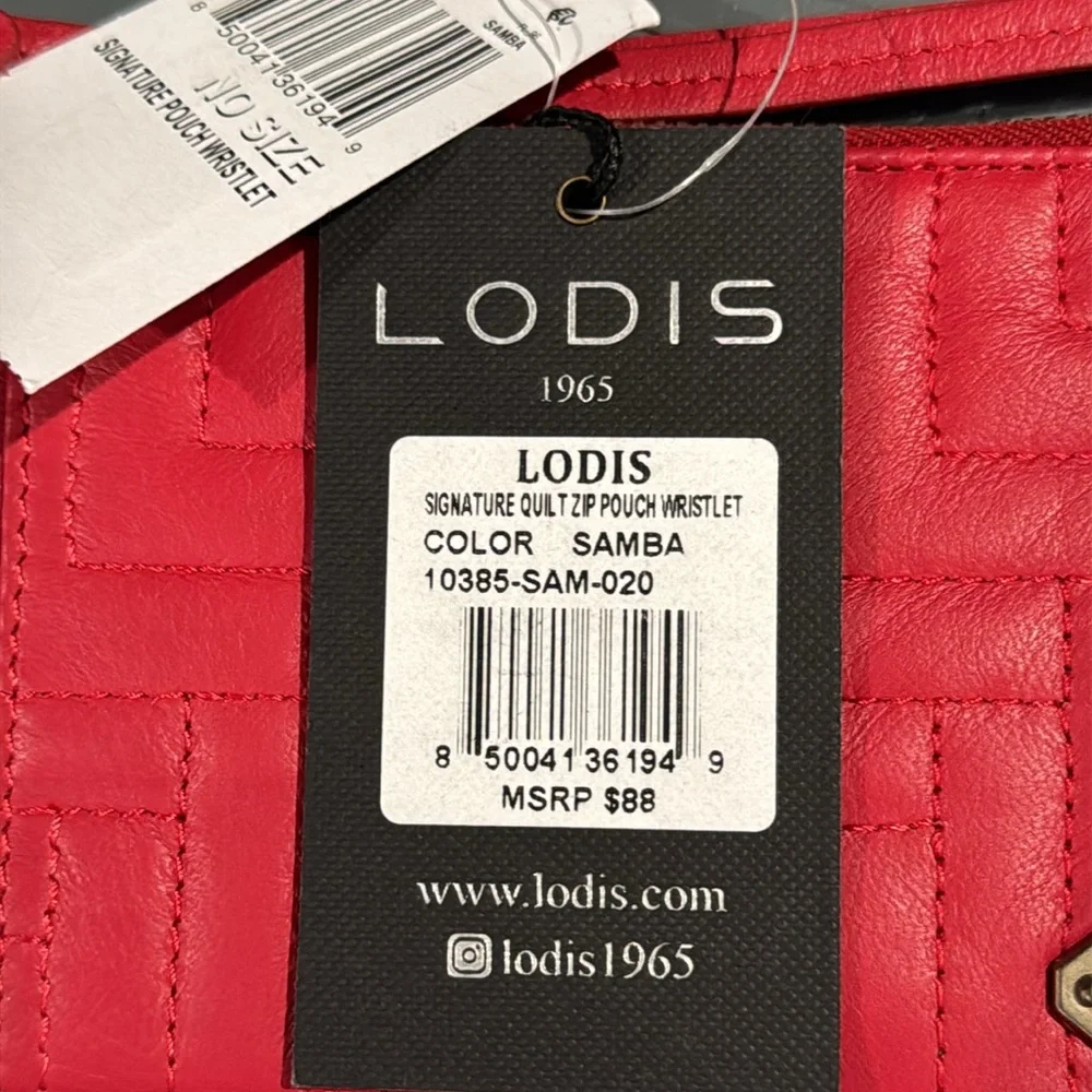 LODIS Red Zip Quilted Leather Wristlet